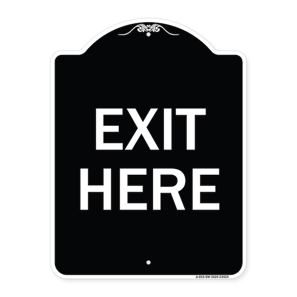 Parking Lot Exit Here Heavy-Gauge Aluminum Architectural Sign, 18" L, 24" H, BW-1824-23424